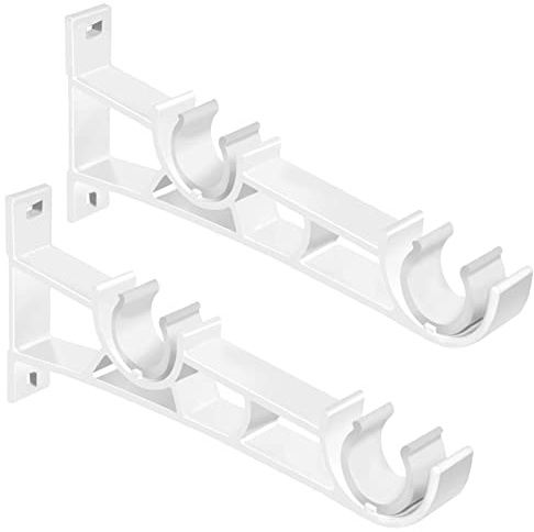 SEGNAYEN Soporte de barra de cortina doble, soporte de metal resistente, soportes dobles para cortinas de 25 mm a 28 mm, soporte de riel de cortina doble