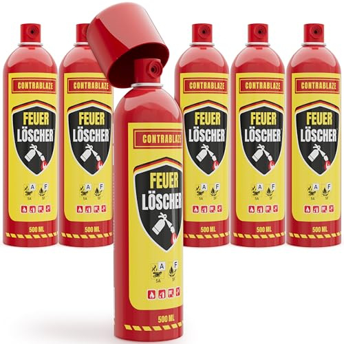 Löschspray 6er Set - je 500ml - für mehr Sicherheit im Alltag - Idealer Fettbrandlöscher für die Küche - Perfekt geeignet als Feuerlöscher Auto - Sofort & sicher einsatzbereit (6 Stück)