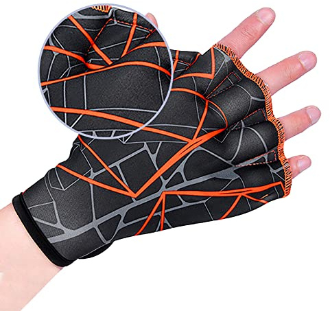 Schwimmhandschuhe Fingerlose Wasserhandschuhe Schwimmflossen Paddel Wasserwiderstandstraining Trainingsschwimm Handschuhe Einstellbare Handflossen Tauchhandschuhe für den Oberkörperwiderstand Wasser Training Surfen Wassergymnastik Schwimmen