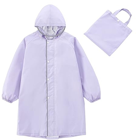 Niños Poncho de Lluvia Cremallera Chaquetas Impermeables Niñas Chubasqueros Lluvia Capa Impermeable para Bicicleta Escolar 2-14 Años Morado 8-10 años
