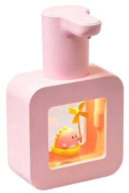 HERCHR Automatischer Seifenspender, 400 Ml, Süßer, Schäumender, Berührungsloser Seifenspender, Wasserdichter Kinder-Handseifenspender Für Zuhause, Badezimmer, Schule(Rosa)