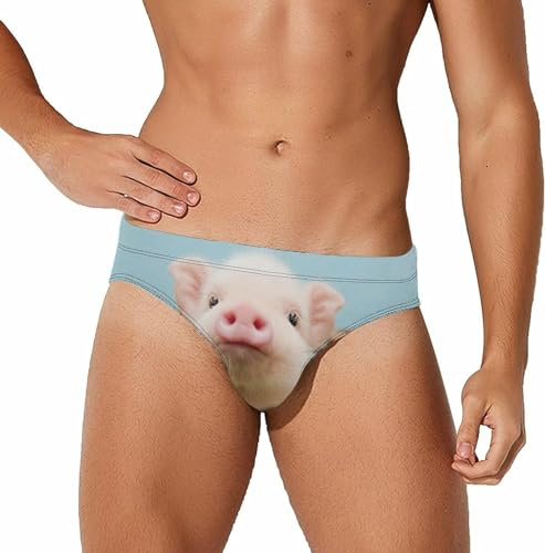 Mignon Cochon sur Herbe Slip de Bain drôle pour Hommes Maillot de Bain Bikini Taille Basse Short de Surf Maillots de Bain
