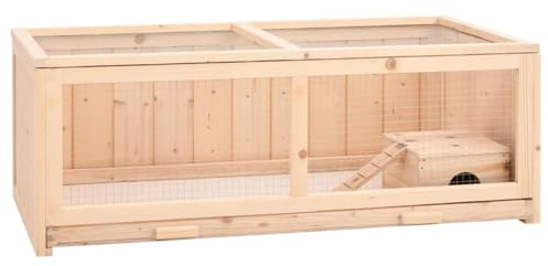 NITCA Hamsterkäfig Kleintierkäfig Hasenstall Kaninchenstall Freigehege Für Kaninchen 104x52x38 cm Meerschweinchen Käfig Hasenhaus Hamsterkäfig Kaninchengehege Massivholz Tanne