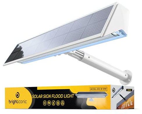 BRIGHTICONIC Toppen av skylten utomhus kommersiell solskylt LED-ljus automatisk på-lampa för att belysa husnumret skylt 6 000 k soldriven vattentät spotlight för fastigheter kyrka skylt 33 cm