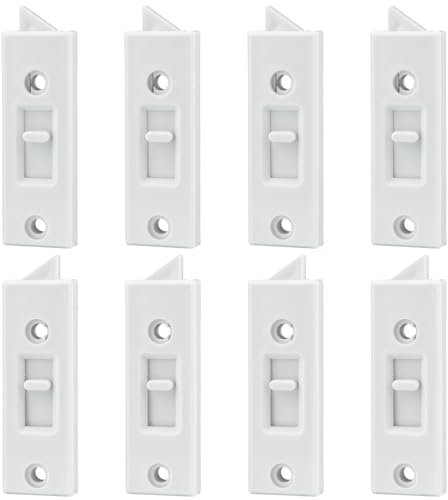 8 Pcs Window Latch Locks Spring Loaded Window Tilt Latch Replacement Part by JPKTA,Vinyl Plastic Construction,Window Parts and Hardware 2 Inch Hole Center Spacing Sliding Lock White
