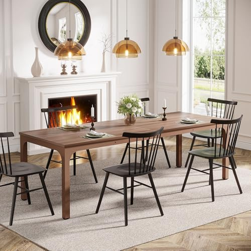 Tribesigns 78.7 Inch Dining Table for 8, Industrial Rectangle Wood Dining Table, Long Rustic Dinner Table with Heavy Duty Metal Legs (Only Table) (Brown)