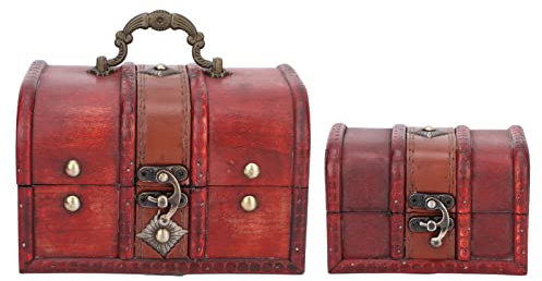 ZJchao Coffret en Bois, Boîte de Rangement D'huiles Essentielles Décorative Vintage, 2 Pièces, pour la Maison et le Bureau