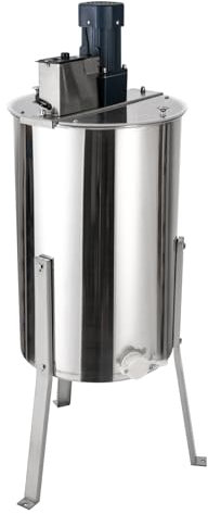 HuKaiL Honigschleuder Elektrisch, 140W 3-Waben Rähmchen Honigextractor Edelstahl 370RPM mit Geschwindigkeitsregler, Diagonalschleuder mit 45mm Auslassdurchmesser bis 3 Bienenstocknummern, 38*60cm