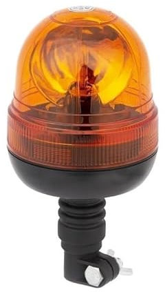 Générique Gyrophare Orange Rotatif 12V 24V + Ampoules Halogène Lampe Balise d'Avertissement Sur Hampe Flexible Tige DIN