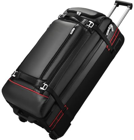 Reisetasche mit Rollen, 100 l, große Reisetasche mit 5 Griffen, Kompressionsriemen, robuste Reisetasche für Reisen, Reisetasche mit Rollen, erweiterbares Gepäck für lange Reisen