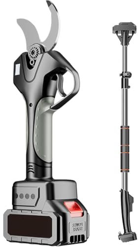 ZJHESXV Forbici elettriche Professionali da potatura, tagliarami, con 2 batterie e Asta di prolunga da 2 m, Diametro di Taglio di 45 mm, per potatura Giardinaggio Alberi da frutto vigneti, con Asta