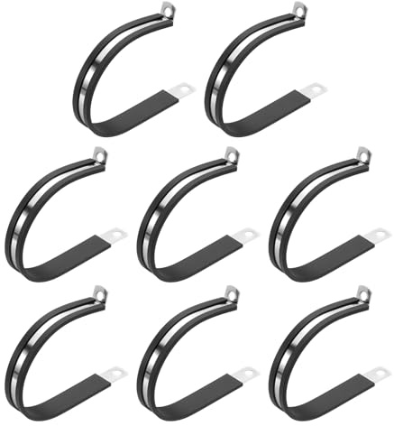 PATIKIL 66mm Rohrschellen Kabelklemme Gummi P Clips, 8 Stück Schlauchschellen 304 Edelstahl Isolierte Metallklemme Rohrklemme für Rohrleitung Kabel Draht Installation