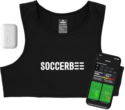 SOCCERBEE -Lite2 - GPS Tracker and Vest for Tracking Activities of Outdoor Athletes such as Football, Soccer, Rugby, Hockey, and Lacrosse (Extra Small)