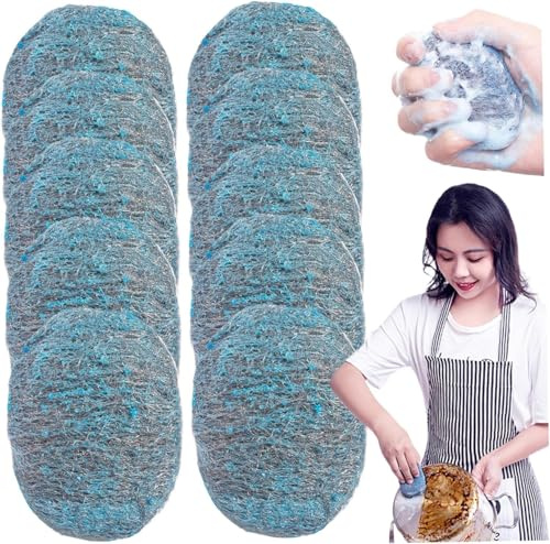 Tampon Jex avec Savon en Laine d'acier 10 Pcs Poussions De Laine en Acier Easy Nettoyage éPoudeur RéUtilisable Absorbant Absorbant Et Mousse Riches en Laine en RéAlité