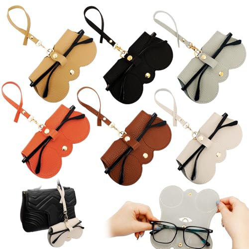 Qaestuan 6 Stück Tragbares Etui für Sonnenbrillen, Brillenetui zum Anhängen, Mode Weich Sonnenbrillenetui, Reiseschutzabdeckung für Brillen, für Damen Herren