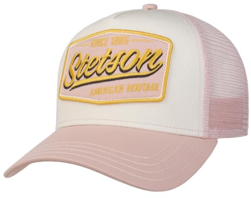 Stetson Cappellino Trucker Since 1865 Vintage Donna/Uomo - cap Berretto Baseball Mesh Snapback, con Visiera, Visiera Primavera/Estate Estate - Taglia Unica Rosa