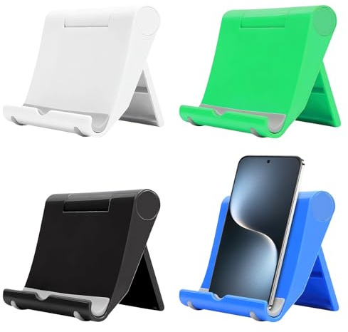 VIVIDRISE Soporte Móvil Mesa Plegable,4 Pcs Soportes para Teléfono Móvil de Mesa Soporte Movil Escritorio Ajustable, Soportes para Moviles, Compatible con Smartphones y Tablets de 4-11 Pulgadas