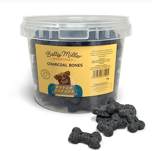 Betty Miller Dog Treats - Charcoal Bones 900g - British Baked Dog Biscuits - Charcoal Biscuits for Dogs