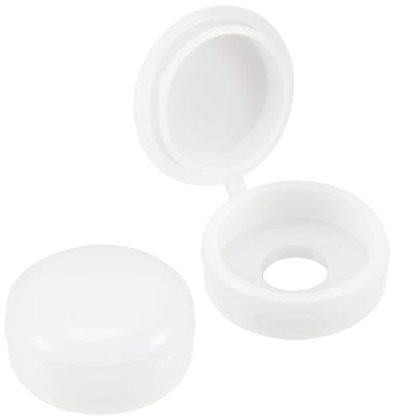 TA-VIGOR 50Pcs Plastic Hinged Screw Cover Caps, 5.8mm Hole Snap Washer Flip Tops for Covering Screw Heads and Decorative Screw Protection, White