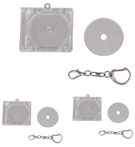 5 Piezas Mini álbum Shell Cajas de DVD en Blanco Mini Llavero de contenedores de CD Cubiertas de DVD Transparentes Mochila Llavero de Casos de CD Llavero Mini CD el plastico (C)
