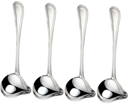 Alipis 4piezas Cuchara Para Salsa Pequeña De Acero Inoxidable Cuchara De Cocina Con Vertedor Juego De Para Servir Cocinas Domésticas y Restaurantes