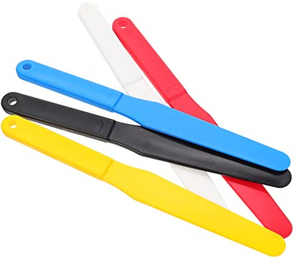 HEALSOPTHY Set 5 Pezzi Spatole per Pittura in Plastica Ergonomiche e Portatili per Mescolare Colori Olio e Acrilici per Stampa e Tintura Colore Casuale