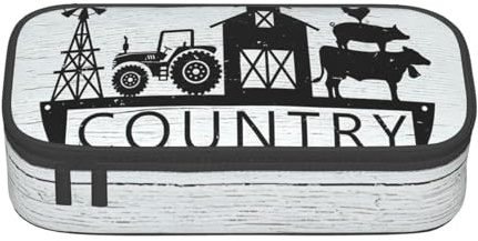 DDSFvbv Farm Houses Windmill Tractor Pencil Case - Student & Office Supplies - Item Storage Bag- Makeup Bag- Large Stationery Bag