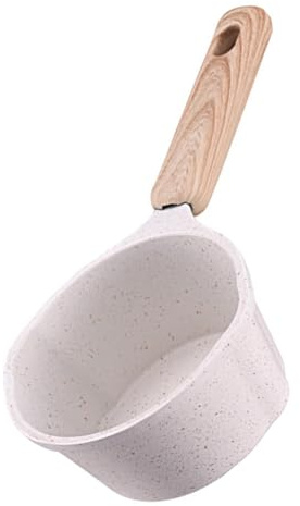 ARTSEWPLY Pot de Fusion Aluminium avec Double Bec Verseur Petite Casserole Antiadhésive Multifonction pour Huile et Lait Pot de Cuisson Compact Blanc pour Cuisine Familiale