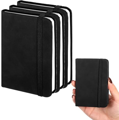 DONQTWAY Mini Notizbuch a7, 3 Stück 11×8 cm Kleines Notizbuch Klein für Schüler/Lehrer/Arbeitnehmer, Pocket Notebook für Jederzeit Aufnehmen (Schwarz)