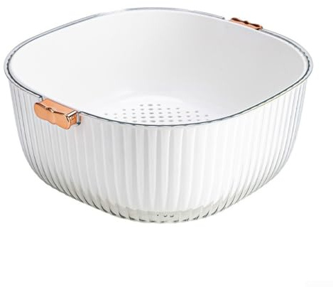 Colador de cesta de bayas con asas para coladores de alimentos de cocina, construcción de plástico para lavar y drenar productos pequeños, apto para lavavajillas (C)