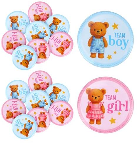 Penitue 50pcs Épingles à Boutons de Révélation du Sexe, Épingles d'Équipe Garçon ou Fille Bleu Rose Badges Boutons de Révélation du Sexe Fournitures Fête