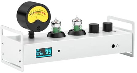 Bluetooth Valve Tube Preamp with Analog VU Meter, Pluggable Tubes, for Hi-Fi Audio and Gaming