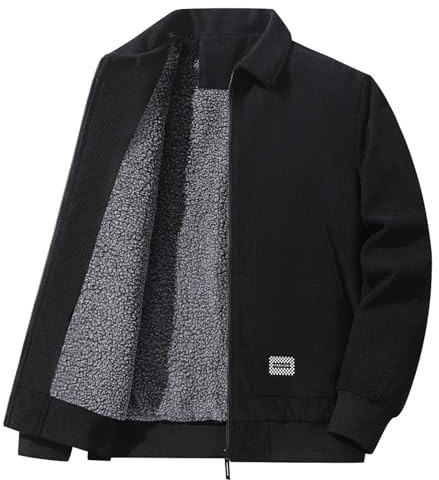 RUMAOZIA Giacca in velluto a coste da uomo foderata in pelliccia di agnello, giacca invernale Sherpa Teddy, giacca da uomo in pile Blouson Cord, calda giacca bomber in pelliccia, elegante giacca