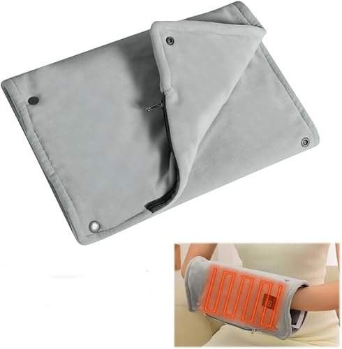 Mineup Cojín térmico USB, 30 x 60 cm, 5 V, plegable, 45-55 °C, lavable, cojín térmico eléctrico, para espalda, cuello, hombros, calentador de mascotas, color gris
