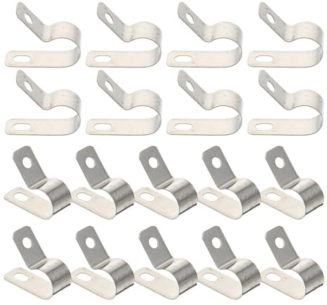 Didiseaon Clip Fermacavo Tipo R in Acciaio Inox 304, Morsetti Metallici per Fissaggio Cavi, Set da 20 Pezzi per Gestione Cavi Elettrici e Lan, Accessori per Organizzazione Fili in Ambito
