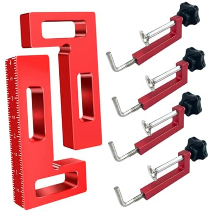 Baoblaze Serre-joints d'angle pour le travail du bois, serre-joints à angle droit à 90 degrés, rotation à 360°, de butée professionnels et universels pour, 2pcs Rouge