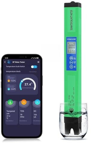 LLAWQSM Wassertester, 5-in-1-Bluetooth-PH-Meter, TDS, EC, Salzgehalt, SG, Temperatur, PH-Tester, digitaler Wasserqualitätsmonitor for Aquarium, Pool, Labor