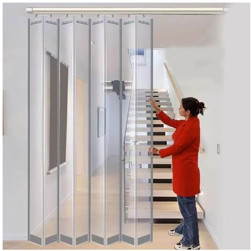 2.5mm Streifenvorhang - PVC Vorhang Transparent - Lamellenvorhang, Schiebe Faltbar PVC Streifenvorhang Lamellen, Wasserdicht Industrievorhang Vorhang für Zimmer, Läden, Kühlhäuser