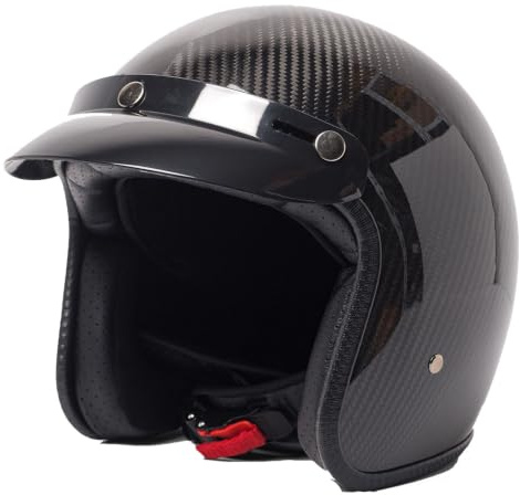 Aperto Casco 3/4 Retrò Moto Caschi Jet E Demi-Jet Fibra Di Carbonio Approvato DOTECE Casco Mezzo De Motociclista Elmetto Scodella Caschi Cromwell Protezione Multilivello B,L:59-60CM