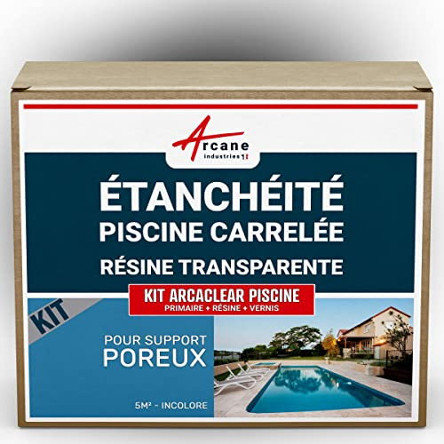 Resina Impermeabilización Piscina Embaldosada 5 m², soporte poroso Transparente