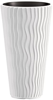 Zanvic Flowerpot Mod. Sandy Slim 400. Measure 39 x 71 cm, White, 39 cms