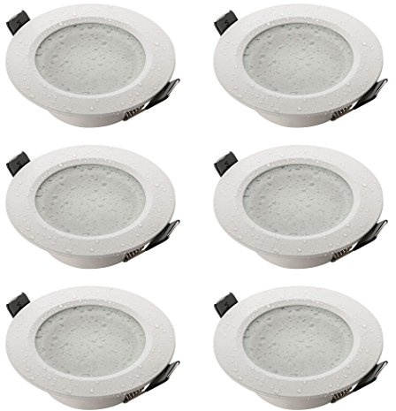 SEBSON Gehäuse für Einbaustrahler Bad IP44 mit GU10 Fassung - Einbaurahmen Alu weiß, Lochdurchmesser 70mm (67-83mm) für Deckenbeleuchtung - 6er Set