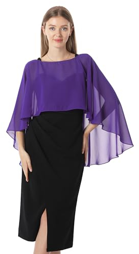 Hotshawl Cape en mousseline de soie pour femme, châles et écharpes pour robe de soirée, mariage, violet, taille unique