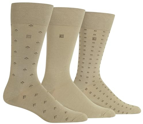 Chaps Klassiska herrstrumpor - 3 par packmönster och enfärgade mönster, Khaki, 40-46 EU