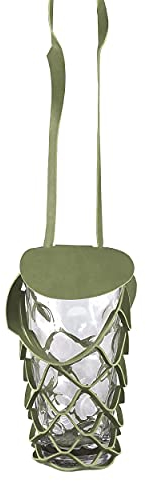 VINSTRIP® DUBBEGLAS Dubbeglas-/Bierflaschenhalter zum Umhängen mit Schutzdeckel - Getränkehalter - praktischer Netzglashalter zum Umhängen für Festivals, Picknicks, Junggesellenabschiede, Partys