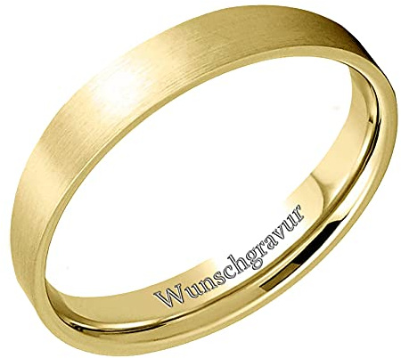 Everstone Paar Ringe Eheringe, Titane Ring Herren/Damen Hochzeit, Verlobung, Alltag, Freundschaftsring, Männer Damen Partnerringe Eheringe, Größe 46 bis 77 Farbe: Gelbgold 6MM 4MM