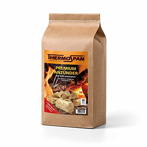 Thermospan Premium Öko Anzündwolle Kaminanzünder Grillanzünder umweltfreundliche Papierverpackung PEFC-Zertifizierung (1 KG)