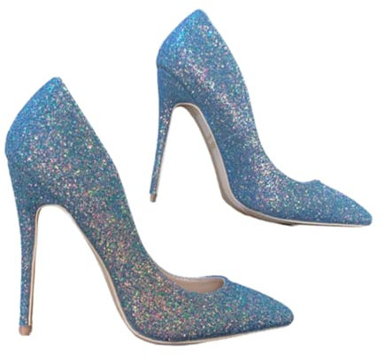 Bopchk Dam högklackade sommarklänning spetsig tå bling högklackade skor dam plattform pumps spetsig tå pumpsko 8 cm, 10