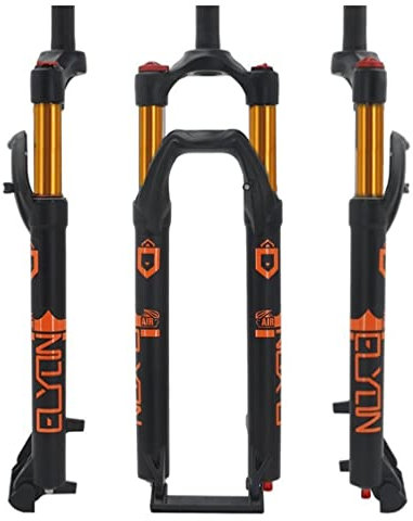 HSQMA Mountainbike-Federgabel 26/27.5/29 MTB-Luftgabel 110mm Federweg Zugstufe Einstellen 1-1/8 Scheibenbremse Gabel Schnellspanner (Color : Gold, Size : 27.5inch)