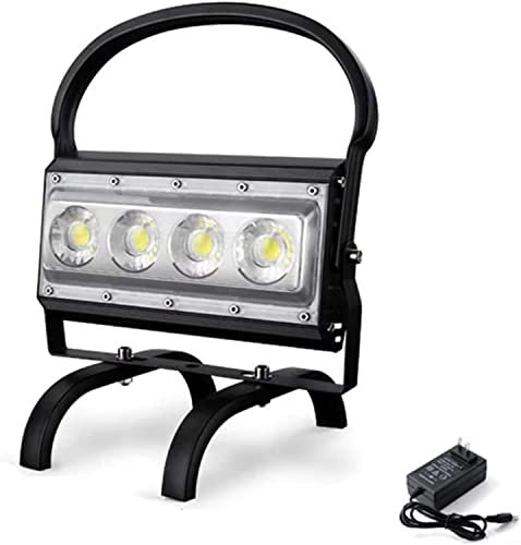 Foco reflector portátil LED recargable de 100 W, luz de trabajo superbrillante de 5000 lm, luces de sitio de construcción regulables, puertos de salida USB, batería de 13200 mAh, resistente al agua IP